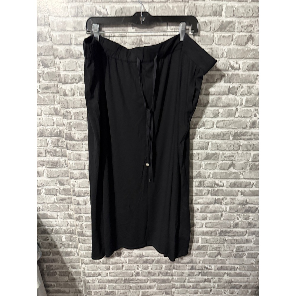 Eileen Fisher Woman Black Elastic Waist Midi Skirt Plus Size 3X Drawstring